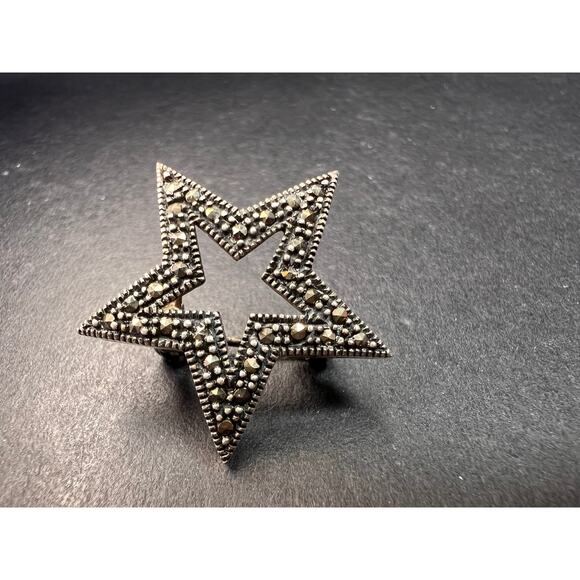 Vintage Sterling silver marcasite star pin brooch - Picture 1 of 5